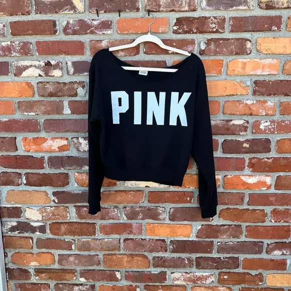 PINK Victoria's Secret Sweaters - EUC PINK Victoria's Secret Black Sweatshirt